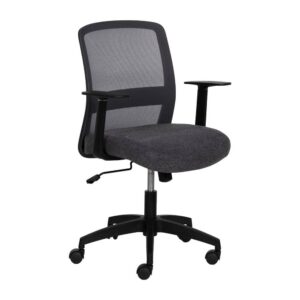 Silla de Oficina Ergonómica Negra Karven con Respaldo de Malla y Asiento Acolchado - Altura Ajustable y Reposabrazos Personalizables
