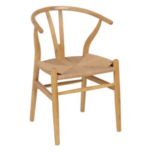 Silla de Madera de Olmo Valric 78 cm - Diseño Escandinavo con Asiento de Ratán Tejido y Reposabrazos Ergonómicos