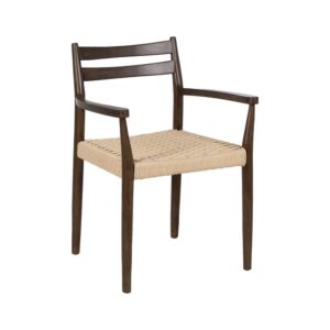 Silla Zander Marrón de Madera de Caucho y Fibra - Diseño Elegante y Confortable para Comedor y Oficina (78,5 cm)