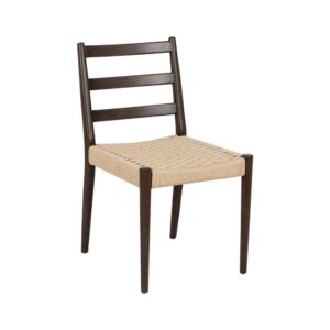 Silla Adler Marrón de Madera y Fibra Natural - Diseño Moderno y Cómodo para Comedor y Salón (80 cm)