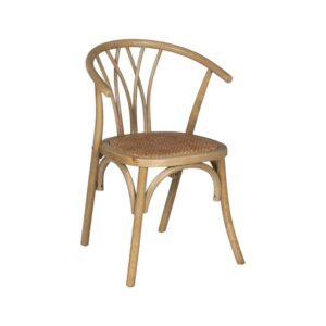 Silla Remington Marrón de Madera de Olmo y Ratán con Reposabrazos - Elegante y Cómoda para tu Hogar