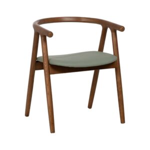 Silla Granth de Madera de Olmo Clásica y Elegante con Asiento en Simil Piel Verde - 71 cm, Confort y Estilo para tu Hogar