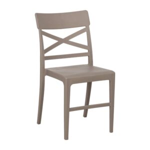 Silla Taupe Apilable Zantor de Polipropileno - Diseño Moderno y Resistente para Jardín y Terraza, 84 cm