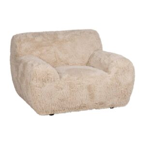 Sillón Beige Moderno de 79,5 cm en Tejido Resistente para Sala de Estar - Diseño Compacto y Elegante con Patas de Madera Negra, Ideal para Espacios Pequeños y Medianos