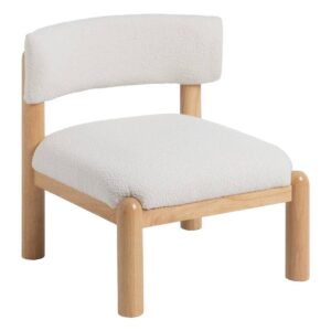 Sillón Blanco de Madera Natural de Caucho para Salón - Diseño Minimalista y Cómodo, 71 cm, Ideal para Estilos Modernos y Nórdicos