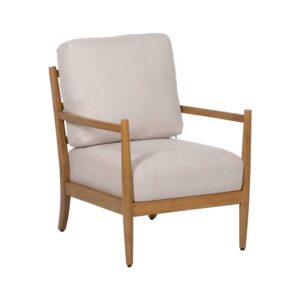 Sillón Blanco de Madera Natural y MDF para Salón - Diseño Elegante y Cómodo, Acolchado de Foam, Soporta 110 kg, 88 cm