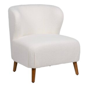 Sillón Blanco de Madera de Caucho 82 cm - Elegante y Cómodo para Salones y Dormitorios, Diseño Sofisticado y Versátil
