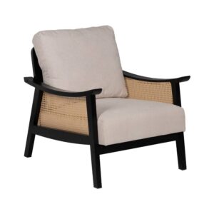 Sillón Blanco-Negro de Madera y MDF para Salón Moderno - Diseño Elegante y Confortable, 80 cm, Soporta 110 kg, Fácil Mantenimiento