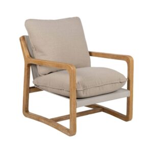 Sillón de Madera Natural y Tejido para Salón - Diseño Elegante y Cómodo (83 cm)