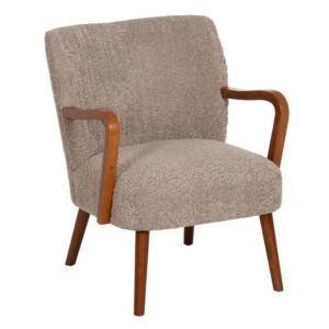 Sillón Elegante en Tela Taupe y Madera para Decoración - 78 cm, Comodidad y Estilo para tu Hogar