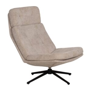 Sillón Giratorio Beige de Tejido y Metal - Diseño Moderno y Cómodo, 93 cm, Ideal para el Hogar y Oficina