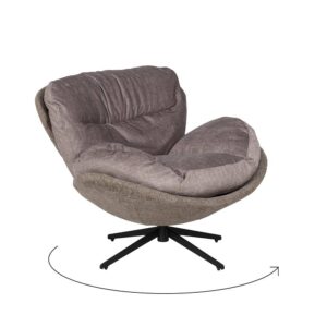 Sillón Giratorio Taupe Tejido 100% Poliéster para Salón - Diseño Ergonómico y Base Funcional, 95 cm