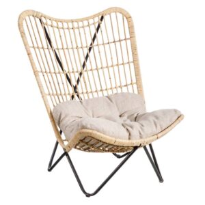 Sillón Natural Elegante con Cojín Negro Desenfundable - 87 cm de Comodidad y Estilo para tu Hogar