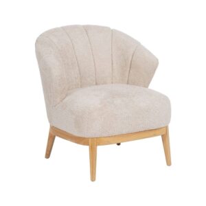 Sillón Natural-Crema de Madera para Salón - Diseño Elegante y Confortable, 71 cm, Ideal para Relajarse y Recibir Invitados