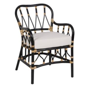 Sillón Negro de Ratán 85 cm - Elegante y Sofisticado con Cojín Desenfundable y Diseño Único para tu Hogar