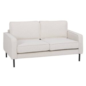 Sofá 2 Plazas Crudo Tejido-Metal 163 cm - Diseño Moderno y Funcional, Estructura de Madera de Eucalipto, Cojines Desenfundables y Resistente a Manchas