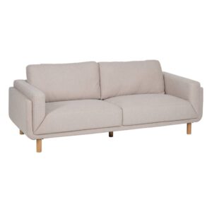 Sofá 3 Plazas Beige de Tejido y Madera de Eucalipto - 216 cm, Elegante y Confortable para tu Salón