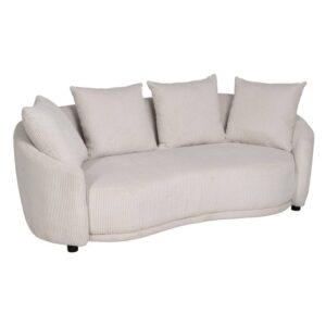 Sofá 3 Plazas Crema Moderno de Tejido para Salón - 197 cm, Cojines Desenfundables y Diseño Ergonómico