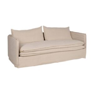 Sofá 3 Plazas Crema de Tejido Premium para Salón - 210 cm, Confort y Estilo Atemporal, Desenfundable y Duradero, Soporta 330 kg