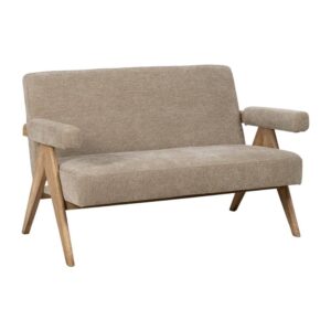 Sofá Beige de Tejido y Madera para Salón - Diseño Elegante y Confortable 134 cm, Ideal para Espacios Modernos