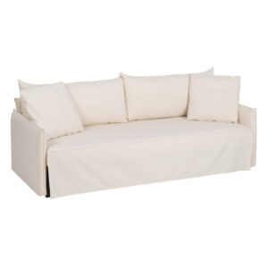 Sofá Cama Nido Crema Tejido - Elegante y Funcional para Salón, Almohadones Desenfundables y Somier de Madera, 86 cm de Estilo y Comodidad