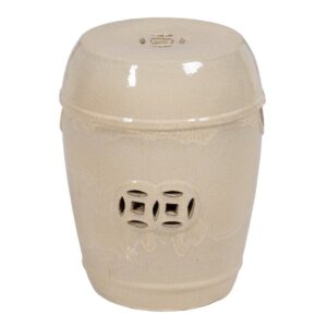 Taburete Decorativo de Cerámica Crema 48 cm - Elegante y Versátil para Salones y Terrazas, Soporta hasta 100 kg