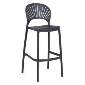 Taburete Apilable de Polipropileno Gris Oscuro para Salón y Exterior - Diseño Ergonómico y Respaldo Decorativo, 107 cm, Filtro UV, Ideal para Bares y Terrazas
