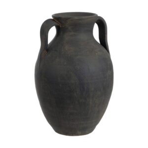 Vasija de Cerámica Gris Envejecido Hecha a Mano - 41 cm de Altura, Base de 13 cm - Decoración Elegante para el Hogar
