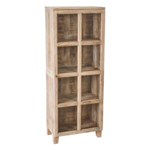 Vitrina Elegante de Madera de Mango Blanco Rozado - 157,5 cm para Salones Modernos y Sofisticados