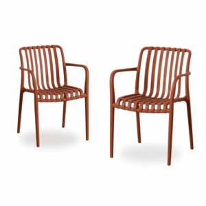 Pack de 2 Sillas Terracota Apilables de Polipropileno para Exterior - Diseño Ergonómico y Moderno para Terrazas y Jardines