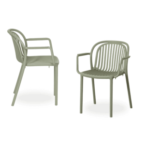 Pack de 2 Sillas Verdes Modernas Yalrick en Polipropileno Apilables - Diseño Ergonómico para Jardín y Terraza (78 cm)