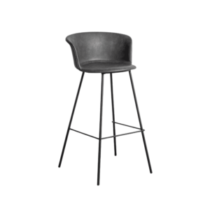 Taburete Negro de Metal y Simil Piel, 44,5x48,5x93,5 cm, Requiere Montaje