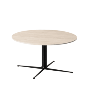 Mesa de Centro de Piedra Sinterizada Travertino 80x80x42 cm con Patas de Hierro Negro