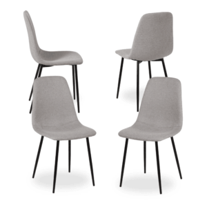 Pack de 4 Sillas Cody Gris Tela y Metal para Salón - Diseño Ergonómico y Moderno, 87 cm de Altura, Comodidad y Estilo para tu Comedor