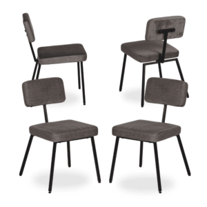 Pack de 4 Sillas Victor Gris de Tela y Metal - Diseño Elegante y Confortable para Decoración Moderna, 77,5 cm de Altura