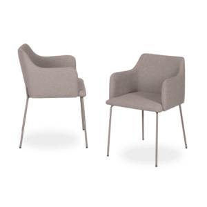 Pack de 2 Sillas Beige Relven de Tejido y Metal para Salón - Diseño Moderno y Confort Ergonomico 77 cm