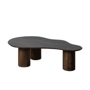 Mesa de Centro de Madera de Mango y Mármol Negro-Marrón 135x80x37 cm
