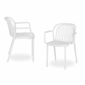 Pack de 2 Sillas Blancas Modernas Yalrick en Polipropileno Apilables - Comodidad y Estilo para Terrazas y Jardines