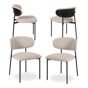 Pack de 4 Sillas Simon Negro y Blanco con Asiento de Tela y Estructura Metálica - Diseño Ergonómico y Elegante para Comedor y Oficina (73,5 cm)