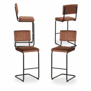 Pack de 2 Taburetes Terracota de Tejido y Metal - Altura 76 cm, Respaldo Ergonómico, Resistencia 120 kg