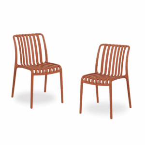 Pack de 2 Sillas Apilables Terracota de Polipropileno para Exterior - Diseño Moderno y Resistente, Perfectas para Jardines y Terrazas