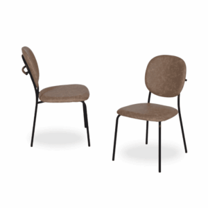 Pack de 2 Sillas Beige Thatcher de Piel Sintética y Metal - Elegancia y Comodidad para tu Hogar u Oficina (84 cm)