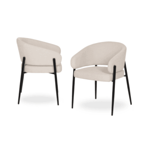 Pack de 2 Sillas Blancas Drennan con Tejido de Alta Calidad y Patas de Hierro - Diseño Moderno y Ergonómico, 79 cm, Ideal para Comedores y Oficinas