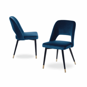 Pack de 2 Sillas Drew de Tela y Metal Azul con Detalles Dorados - Diseño Moderno y Elegante para Comedores y Salones - 83 cm de Altura, Comodidad y Estilo para tu Hogar