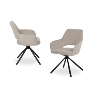 Pack de 2 Sillas Giratorias Beige Abram con Patas de Metal - Diseño Elegante y Confort Duradero para Oficina y Comedor