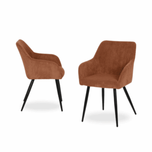 Pack de 2 Sillas Terracota Alenor con Tejido de Pana y Patas de Hierro - Comodidad y Estilo para tu Hogar (83 cm)