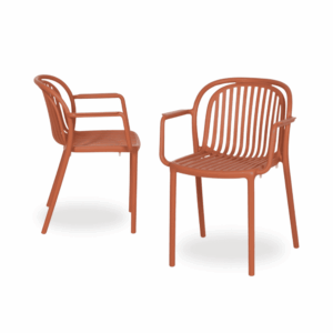 Pack de 2 Sillas Terracota Modernas Yalrick en Polipropileno Apilables - Comodidad y Estilo para Exteriores