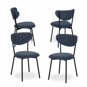 Pack de 2 Sillas de Metal y Tela Azul 80 cm Levi - Diseño Moderno y Confortable para Comedores y Oficinas