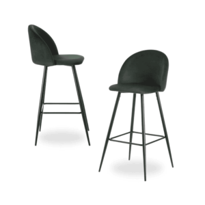 Pack de 2 Taburetes Altos Verde Oscuro con Tejido Resistente y Patas Metálicas - 102 cm de Elegancia y Confort para Cocinas y Bares