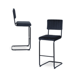 Pack de 2 Taburetes Azules de Tejido y Metal - Diseño Moderno, Asiento Ergonómico y Estructura Robusta para Cocina y Barra (76 cm)